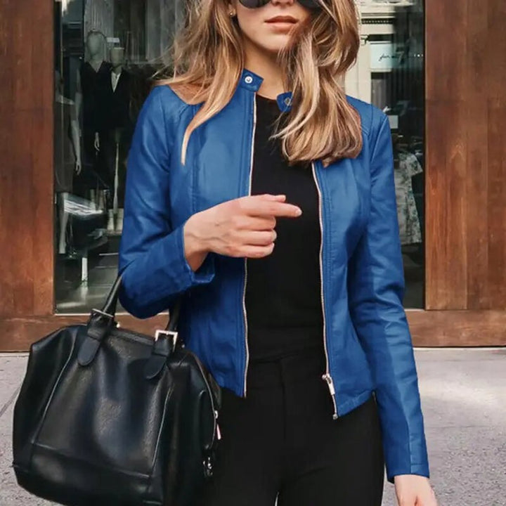 Olivia | Refined Cropped Faux Leather Jacket for Effortless Style