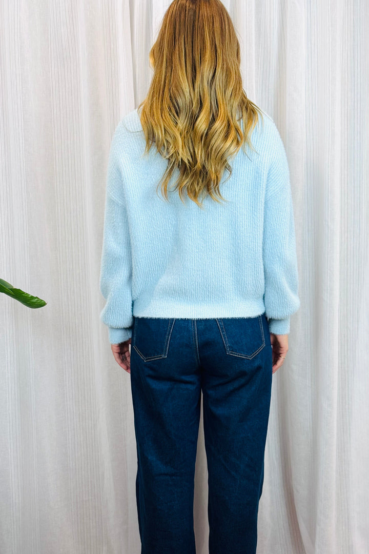 Jasmine Fluffy Jumper in Baby Blue