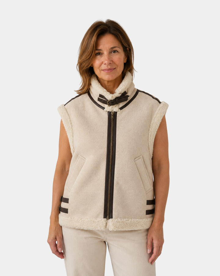 Adalsinde | Women's Sleeveless Gilet with Faux Shearling Effect