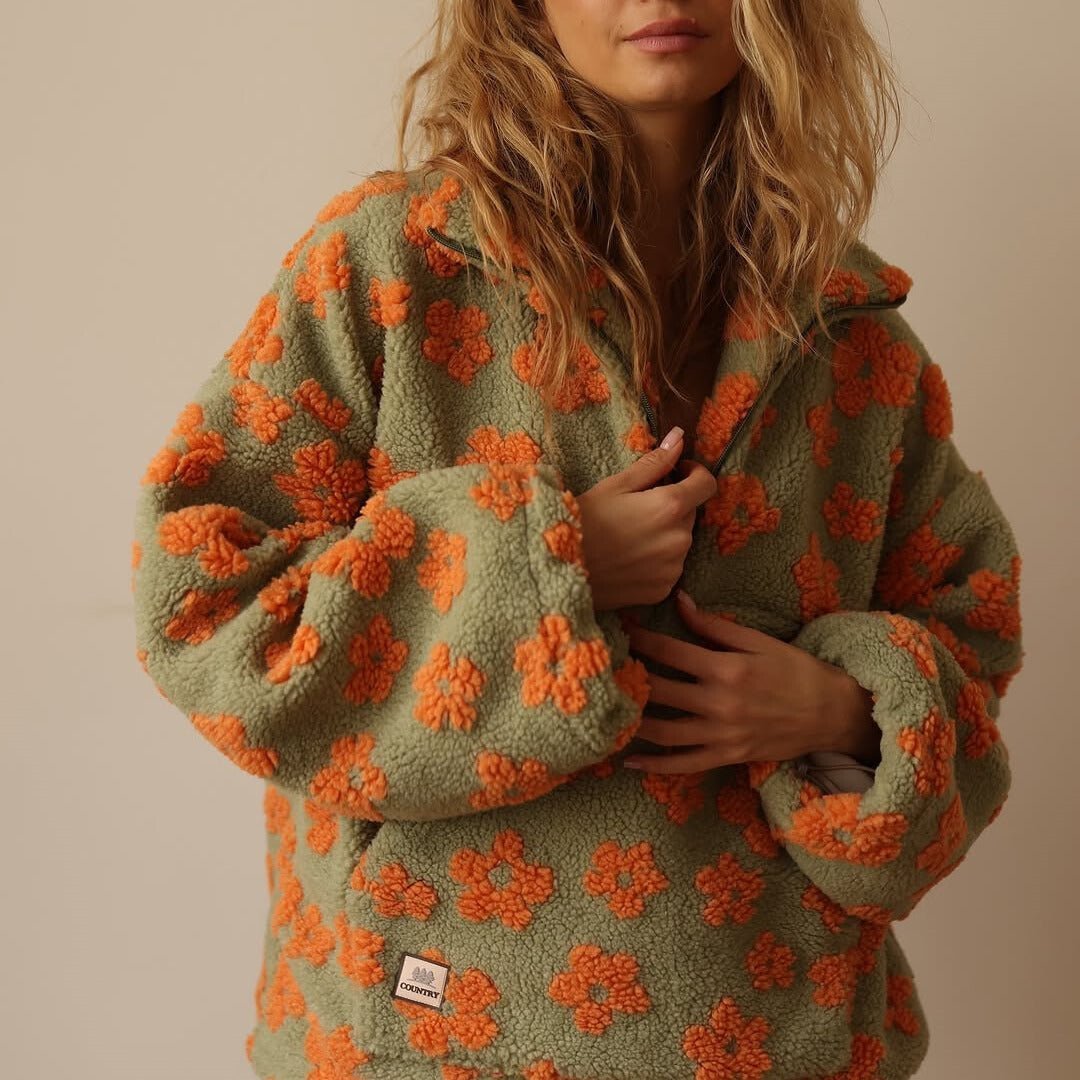 Celestine | Cozy Oversized Floral Teddy Fleece Jumper