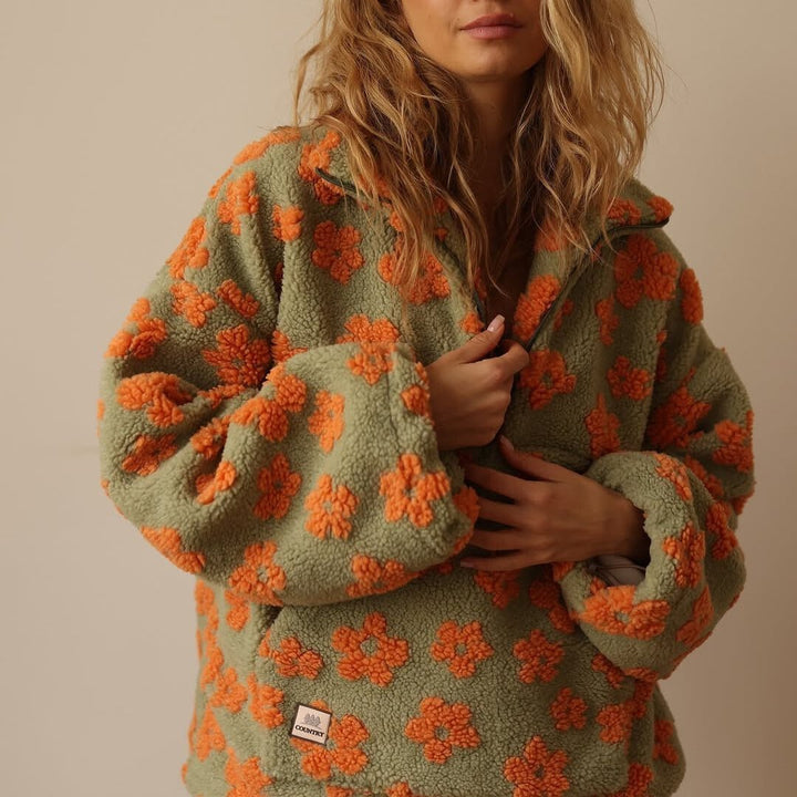 Celestine | Cozy Oversized Floral Teddy Fleece Jumper
