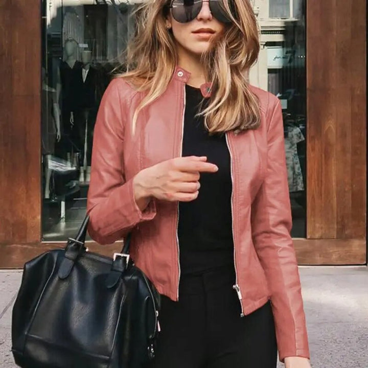 Olivia | Refined Cropped Faux Leather Jacket for Effortless Style