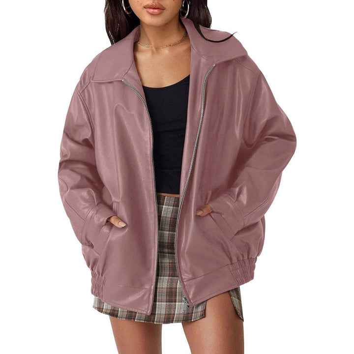 Emily | Oversized Faux Leather Jacket with Wide Lapel