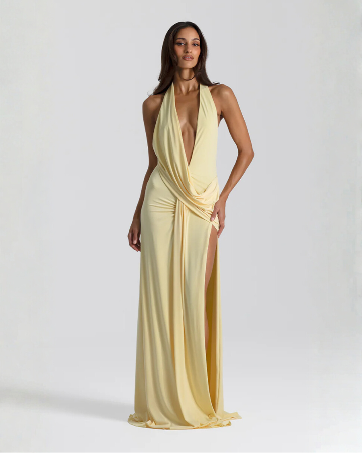 Mila | Halter Neck Backless Maxi Dress