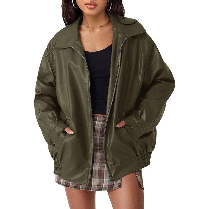 Emily | Oversized Faux Leather Jacket with Wide Lapel