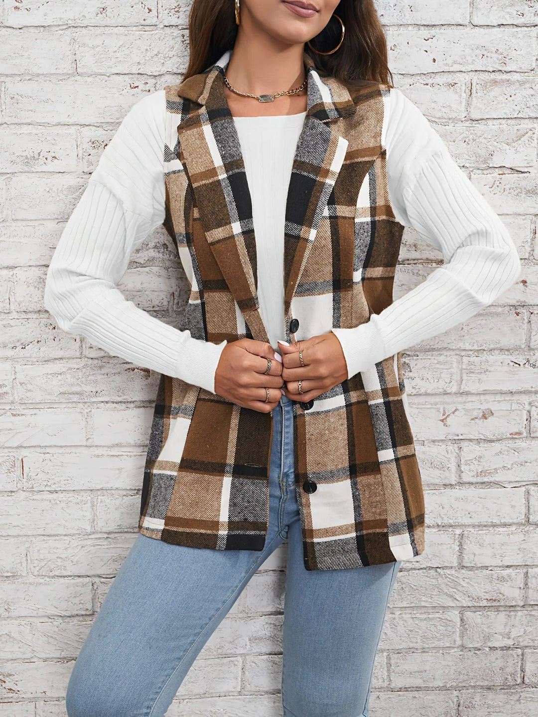Drunelle | Elegant Tailored Check Waistcoat
