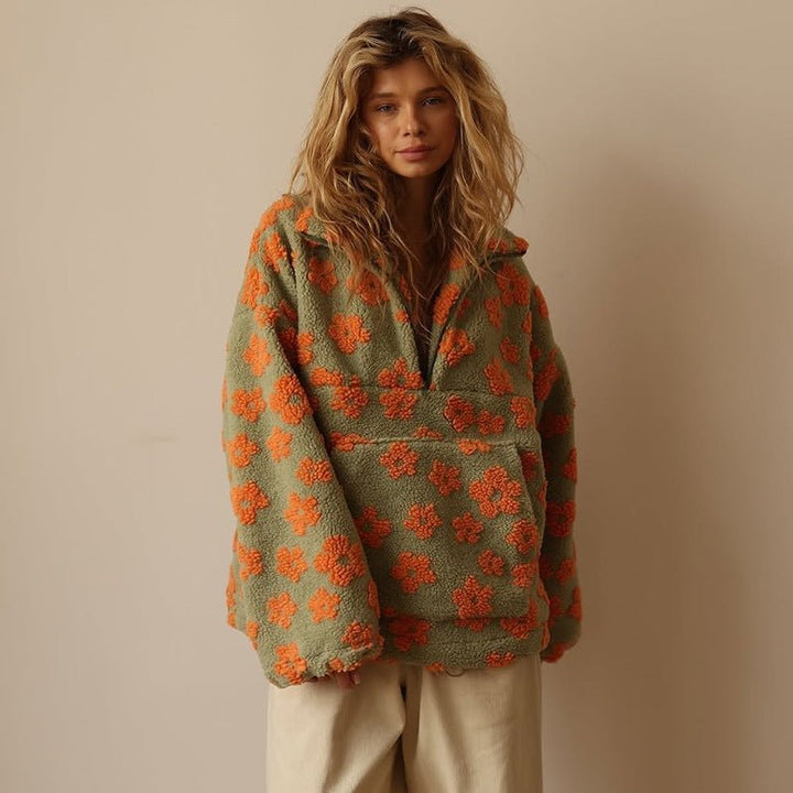 Celestine | Cozy Oversized Floral Teddy Fleece Jumper