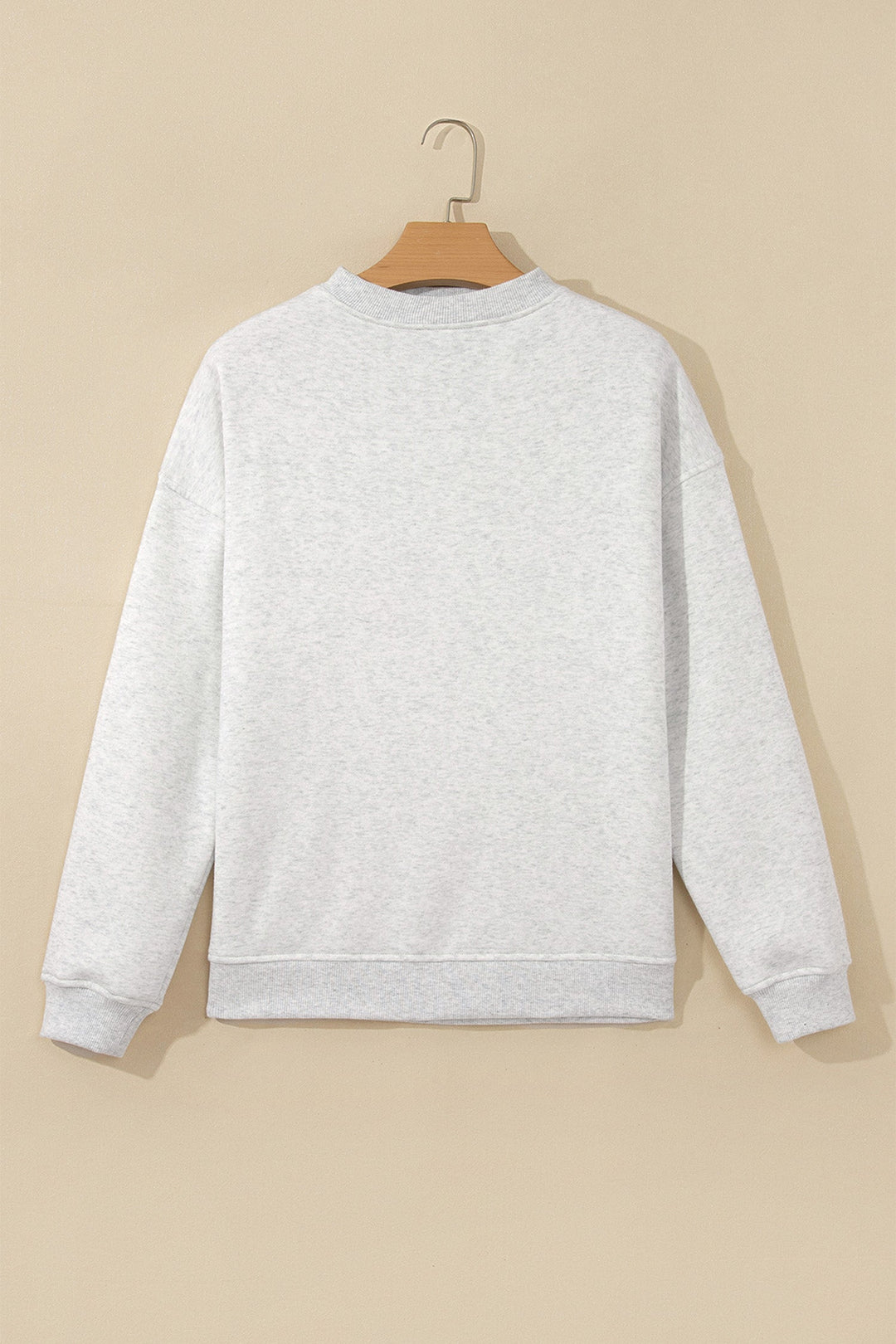 Olive Lane Light Grey High Neck Ribbed Cuff Hem Sweatshirt