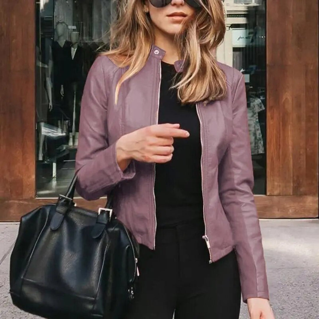 Olivia | Refined Cropped Faux Leather Jacket for Effortless Style