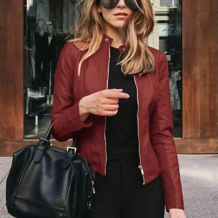 Olivia | Refined Cropped Faux Leather Jacket for Effortless Style
