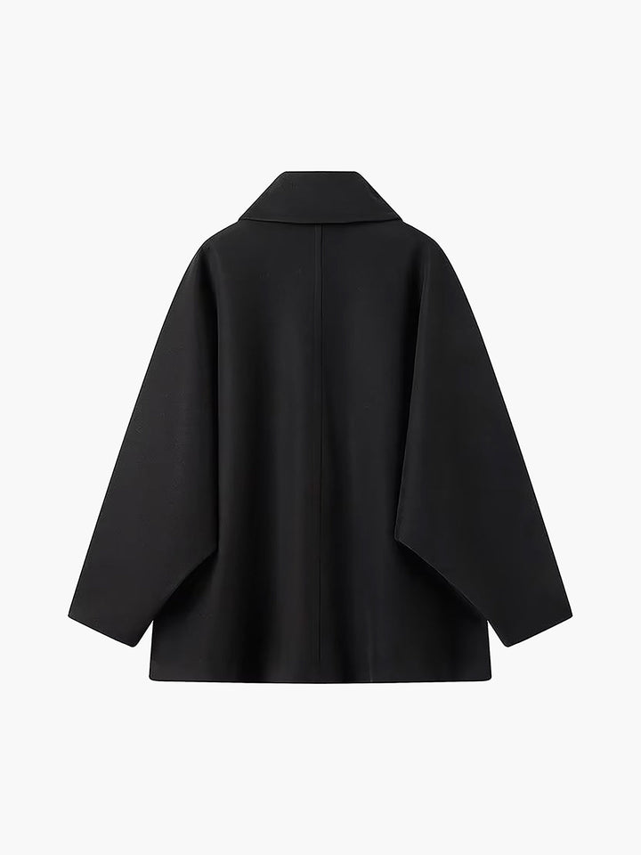 Women's Oversized Wool-Blend Coat with Button Closure