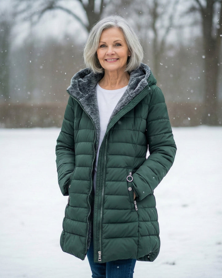 Fleece Lined Puffer Coat with Water-Resistant Shell – Women's Winter Jacket in A-Line Silhouette