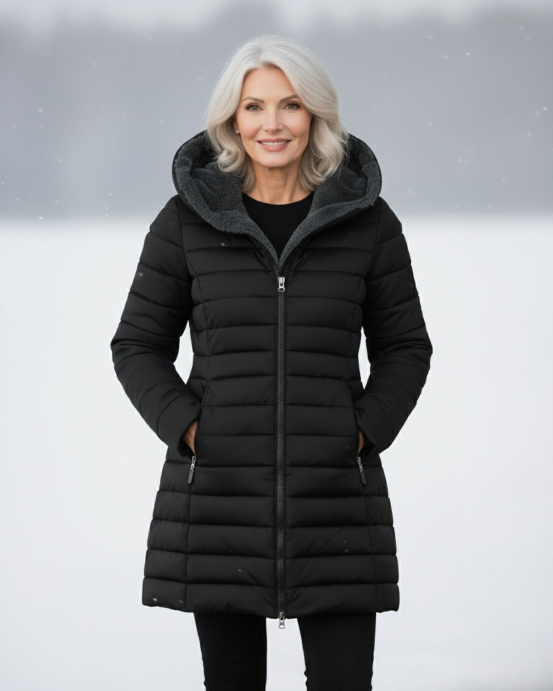 Fleece Lined Puffer Coat with Water-Resistant Shell – Women's Winter Jacket in A-Line Silhouette