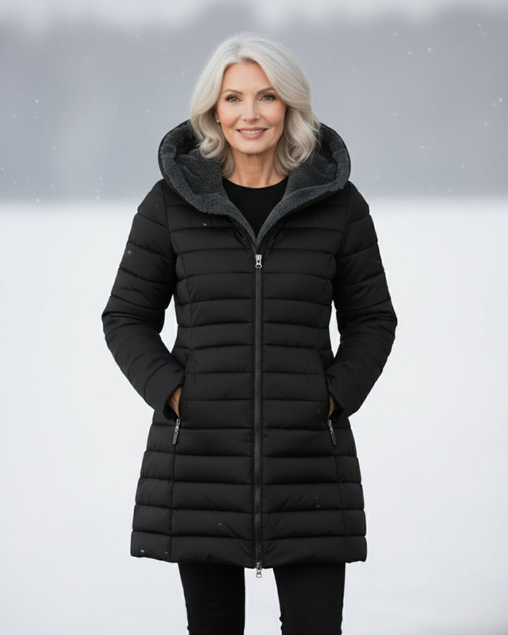 Fleece Lined Puffer Coat with Water-Resistant Shell – Women's Winter Jacket in A-Line Silhouette