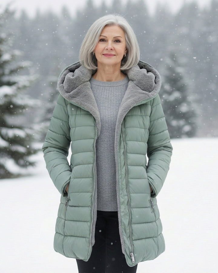 Fleece Lined Puffer Coat with Water-Resistant Shell – Women's Winter Jacket in A-Line Silhouette