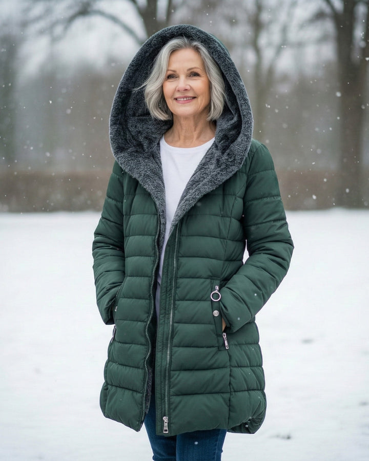 Fleece Lined Puffer Coat with Water-Resistant Shell – Women's Winter Jacket in A-Line Silhouette