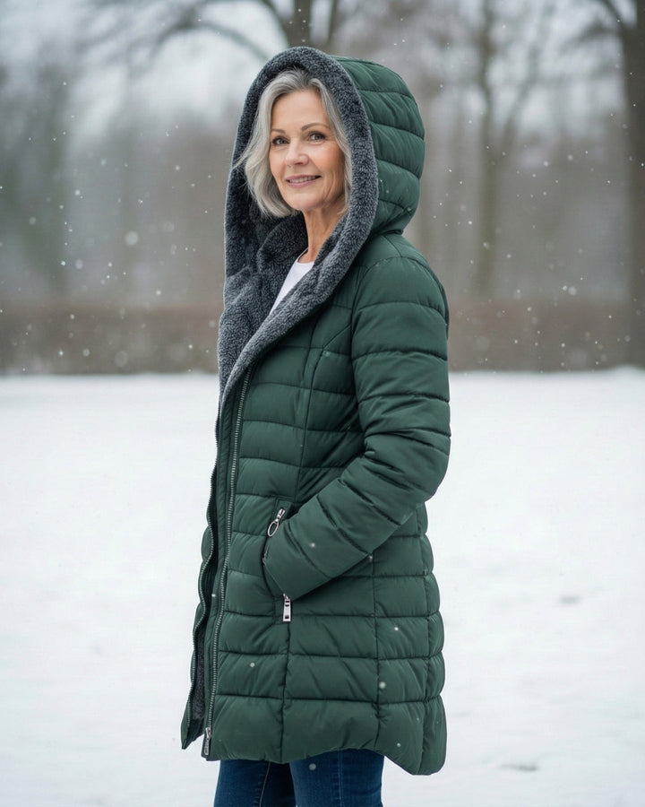 Fleece Lined Puffer Coat with Water-Resistant Shell – Women's Winter Jacket in A-Line Silhouette