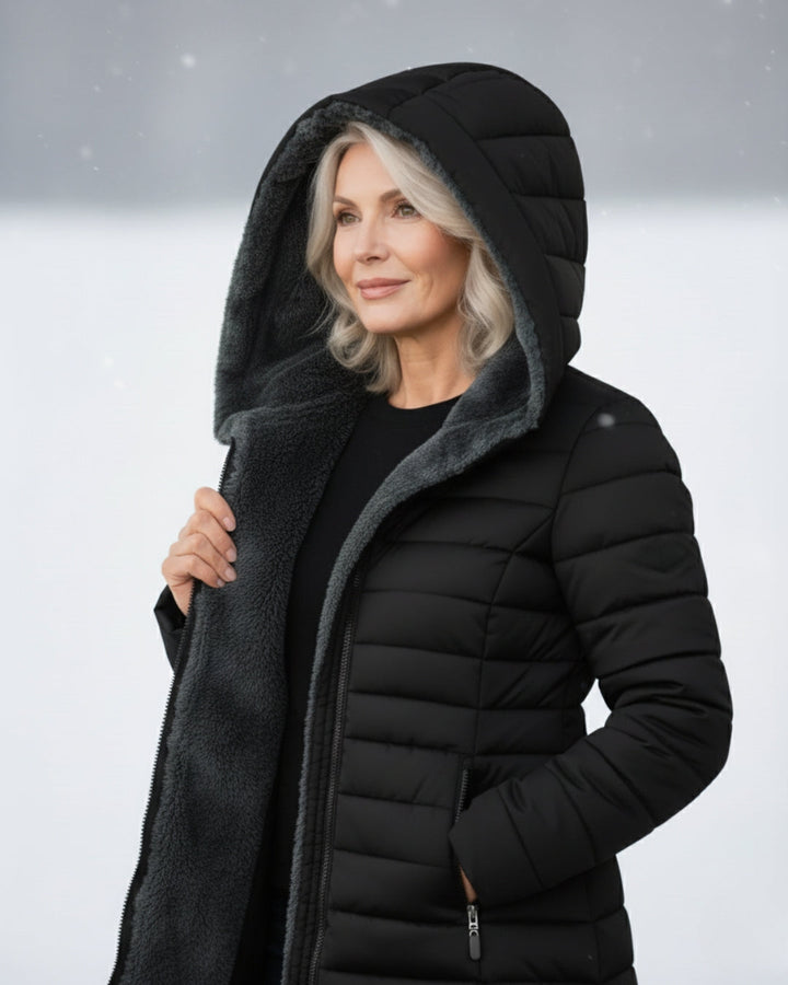 Fleece Lined Puffer Coat with Water-Resistant Shell – Women's Winter Jacket in A-Line Silhouette