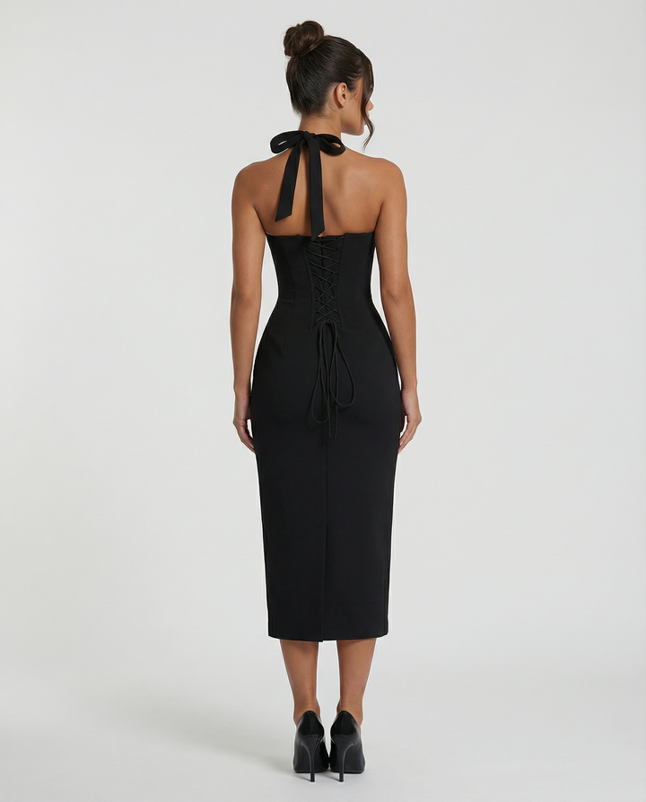 Liliana | Midi Dress with Lace Corset Bodice