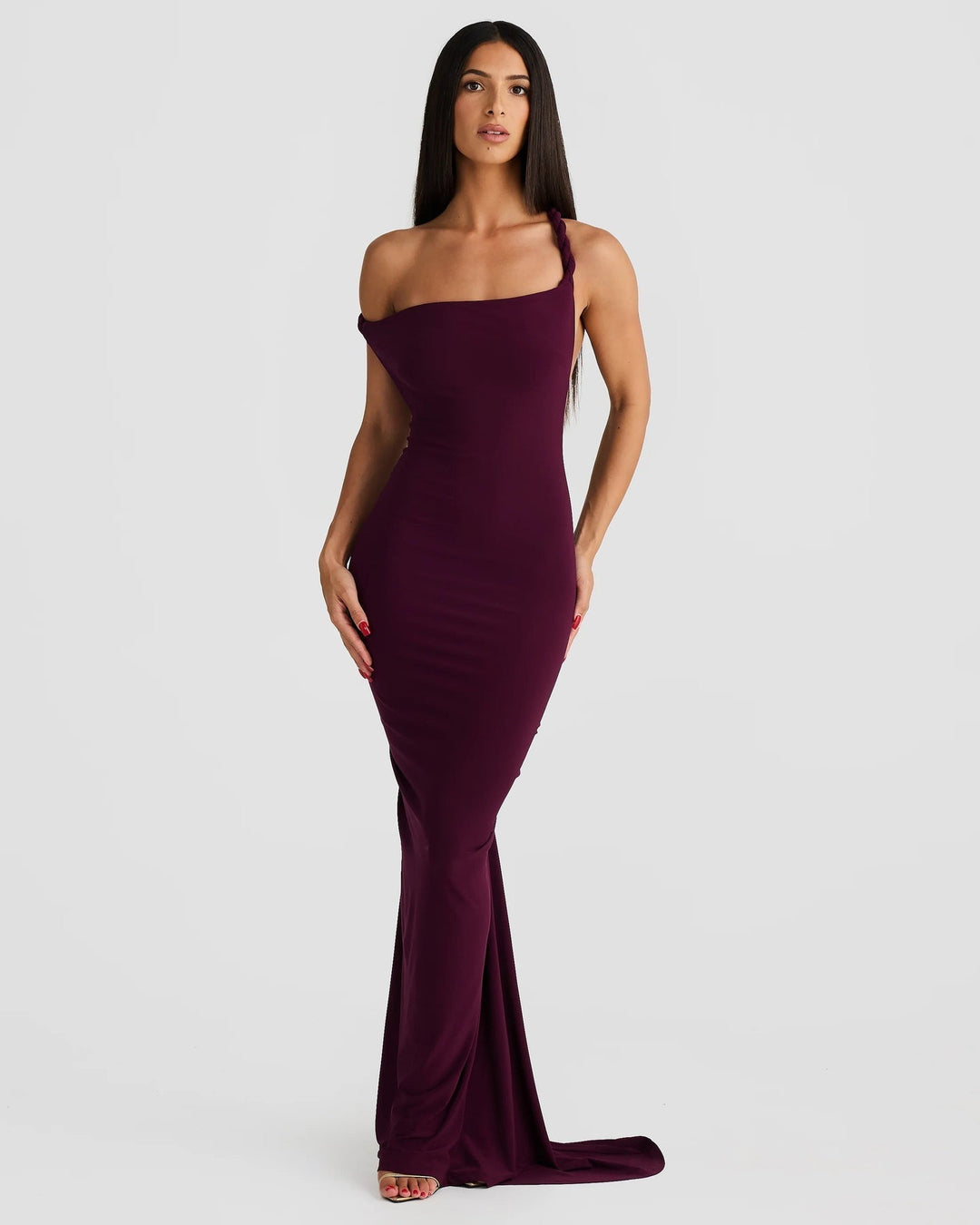 Linda | Maxi Dress with Asymmetric Neckline and Backless Detail