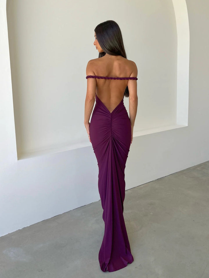 Linda | Maxi Dress with Asymmetric Neckline and Backless Detail