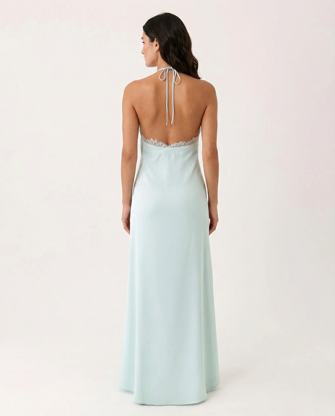 Caitlin | Halter Neck Maxi Dress with Lace Trim