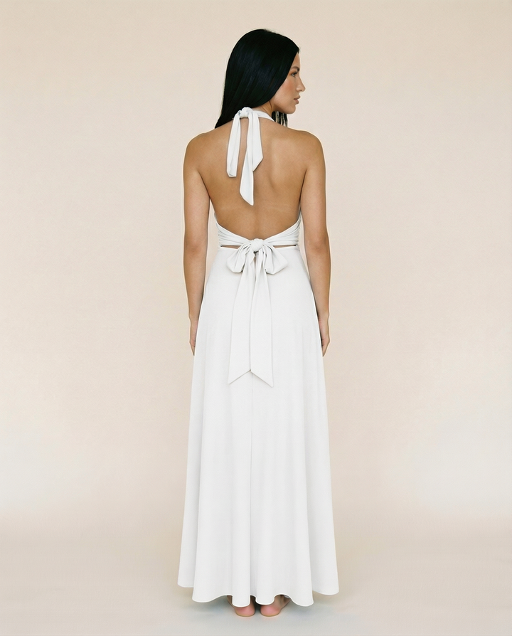 Cassie | Halter Neck High Slit Maxi Dress