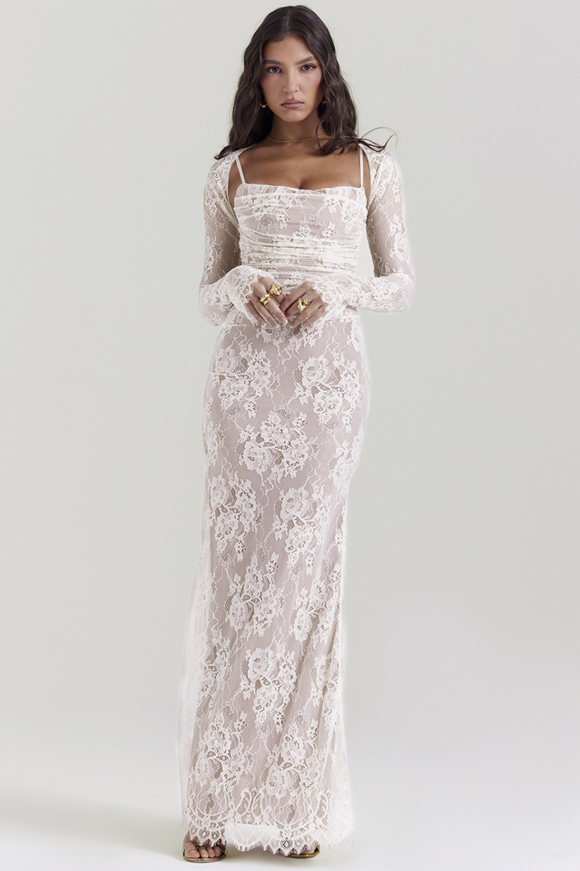 Marcella | Lace Maxi Dress with Corset Back