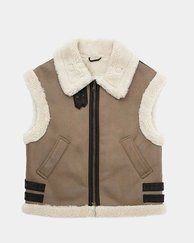 Adalsinde | Women's Sleeveless Gilet with Faux Shearling Effect