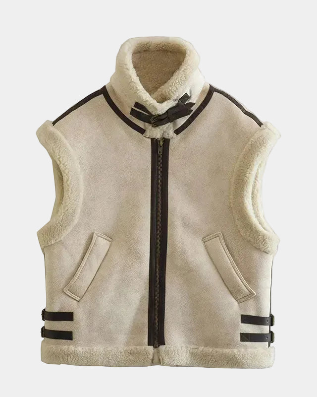 Adalsinde | Women's Sleeveless Gilet with Faux Shearling Effect