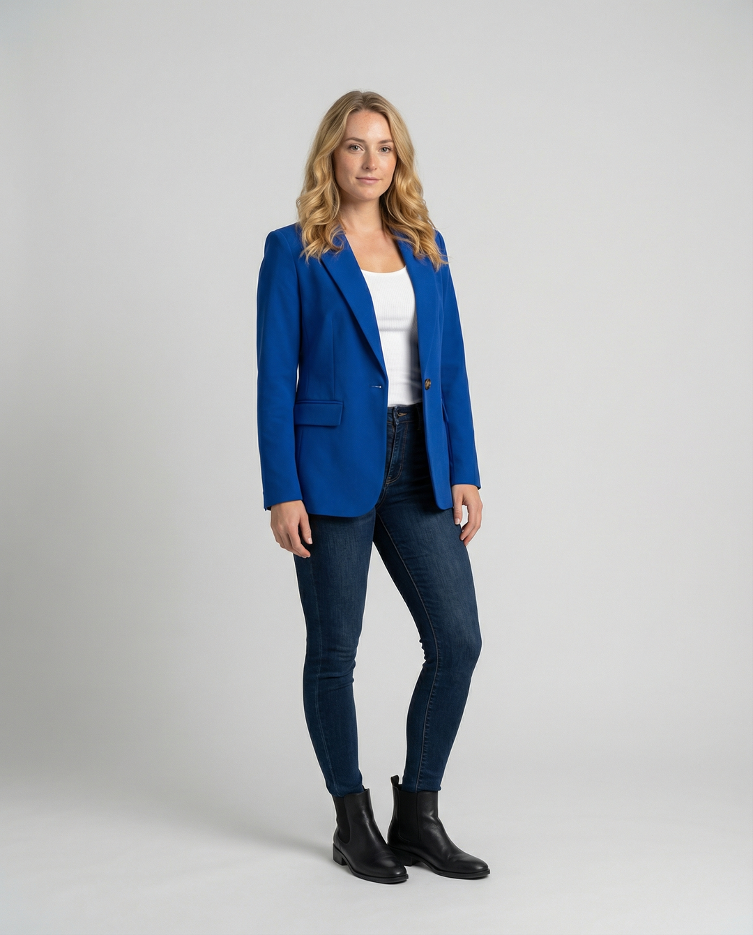 Tailored Blazer with Notch Lapel and Flap Pockets