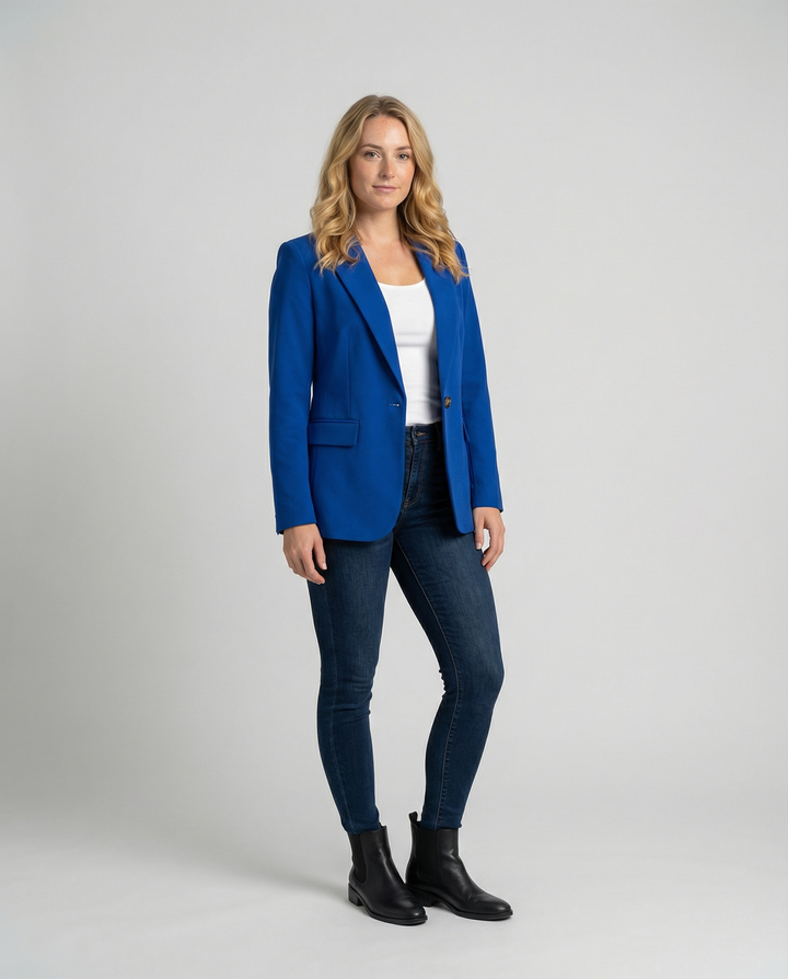 Tailored Blazer with Notch Lapel and Flap Pockets