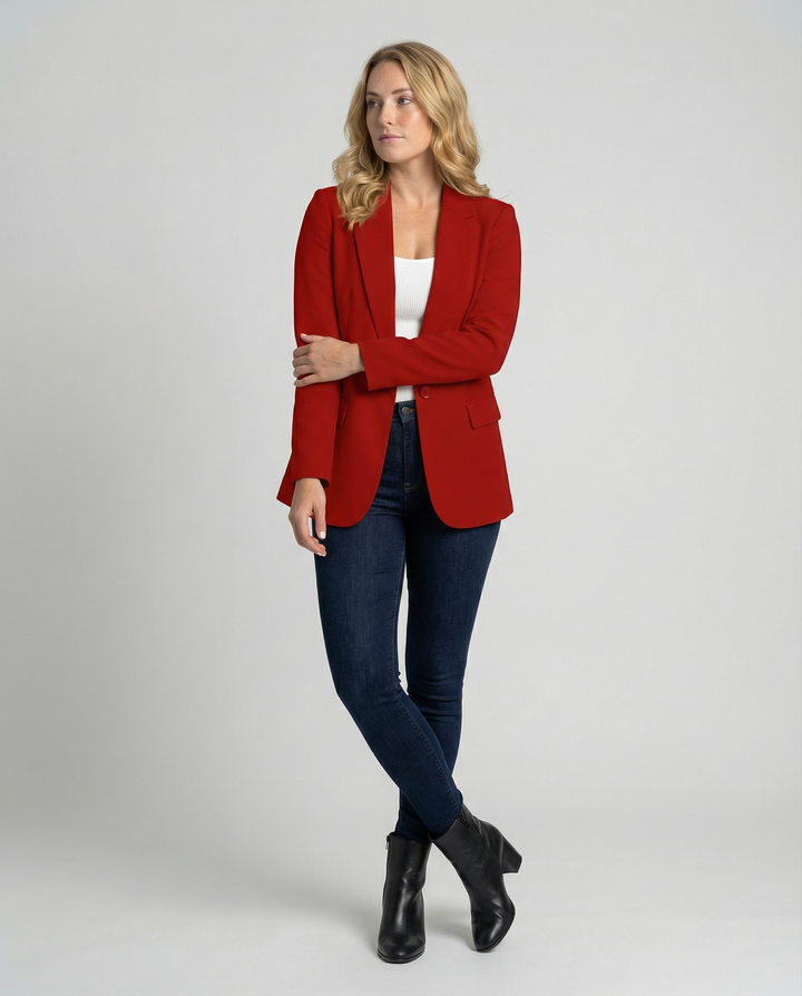 Tailored Blazer with Notch Lapel and Flap Pockets