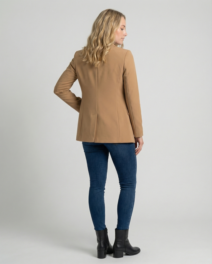 Tailored Blazer with Notch Lapel and Flap Pockets