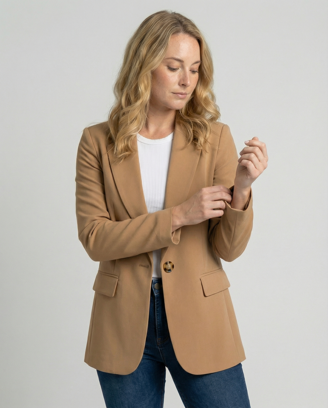 Tailored Blazer with Notch Lapel and Flap Pockets