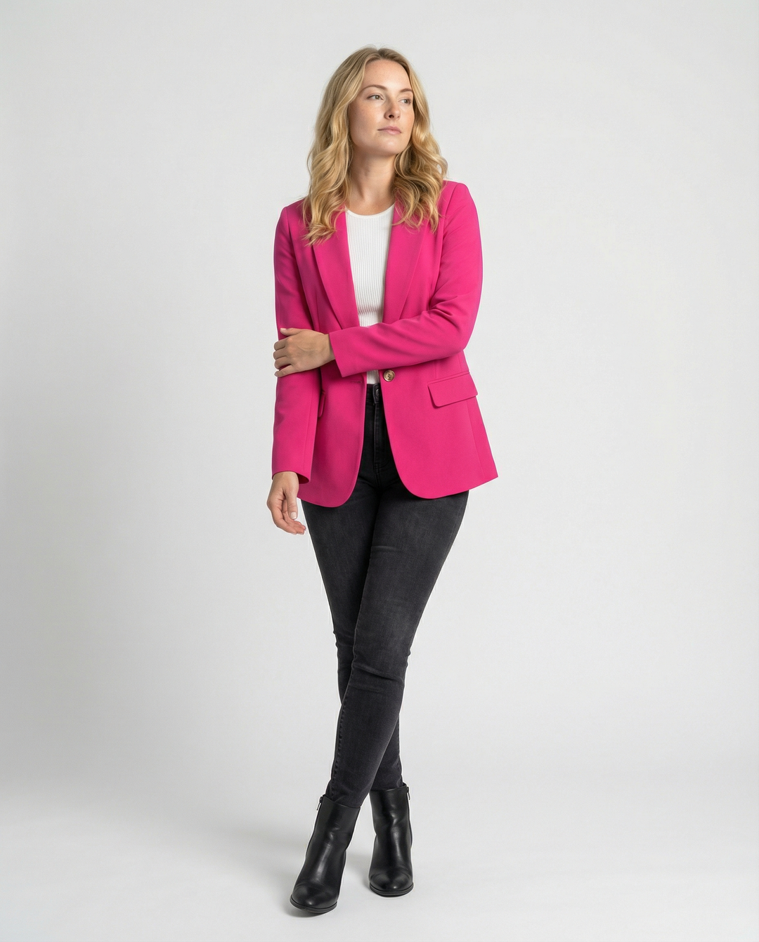 Tailored Blazer with Notch Lapel and Flap Pockets
