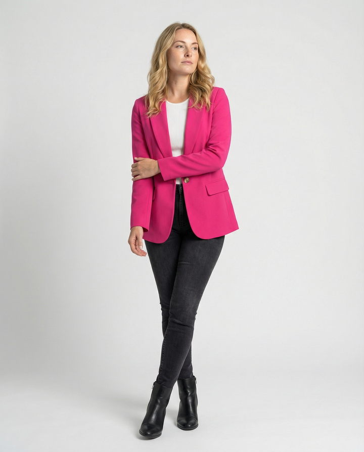 Tailored Blazer with Notch Lapel and Flap Pockets