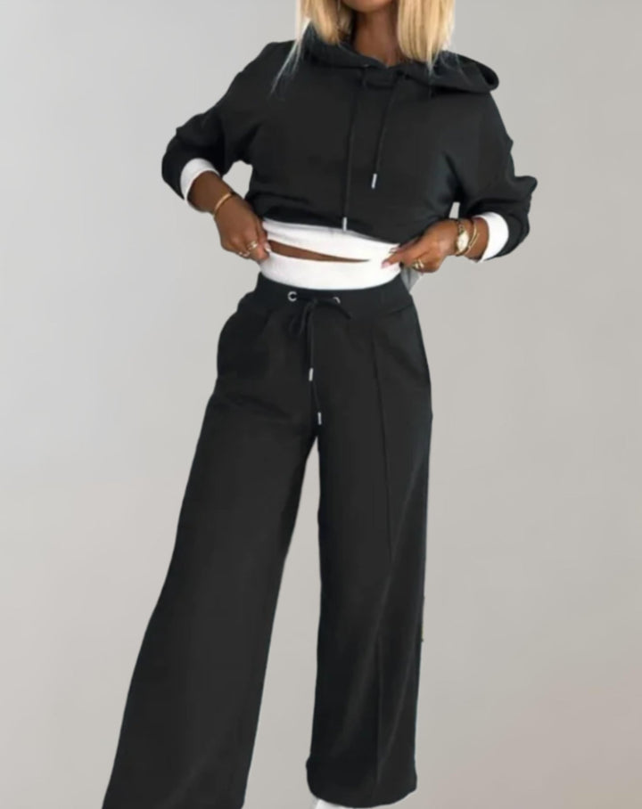Women's Hoodie Tracksuit Set – Wide Leg Relaxed Lounge Fit