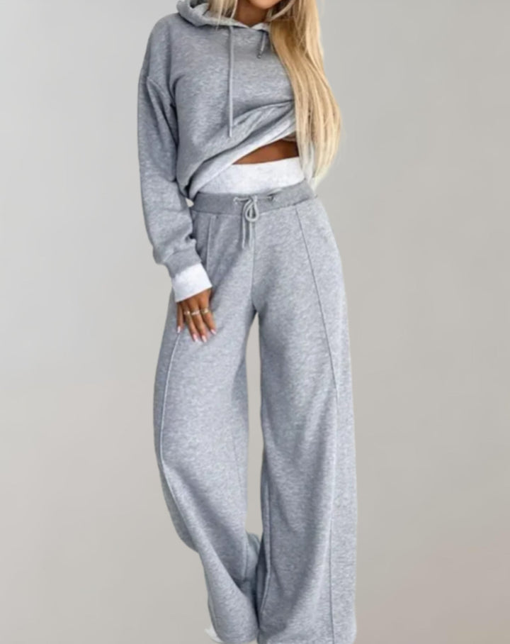 Women's Hoodie Tracksuit Set – Wide Leg Relaxed Lounge Fit