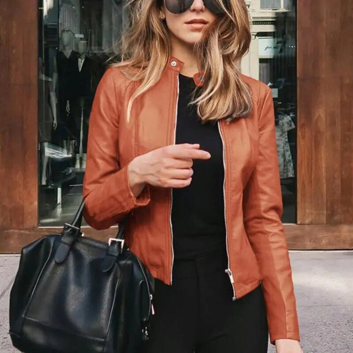 Olivia | Refined Cropped Faux Leather Jacket for Effortless Style