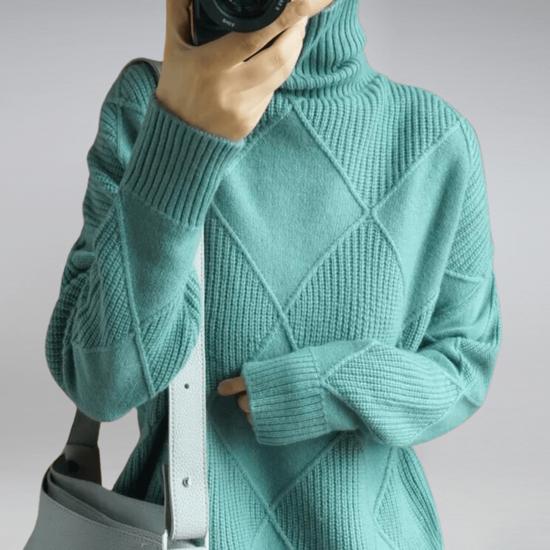 Women’s Sweater | Textured Diamond-knit Pattern