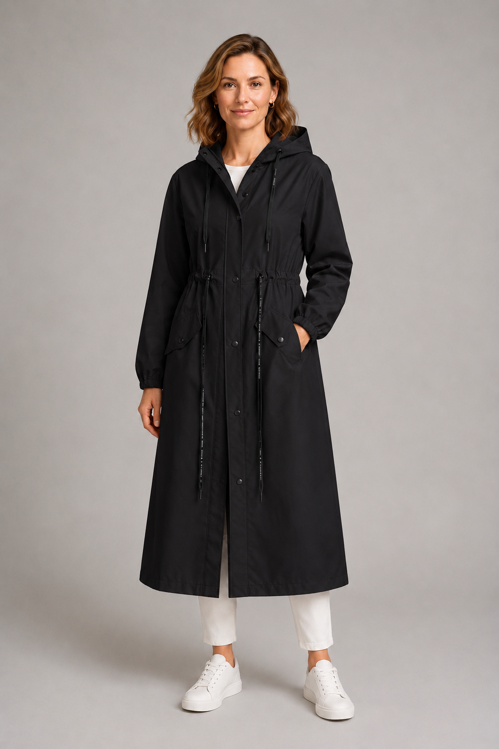 Waterproof Long Raincoat with Hood for Women – Elegant EVA Design for All-Season Protection