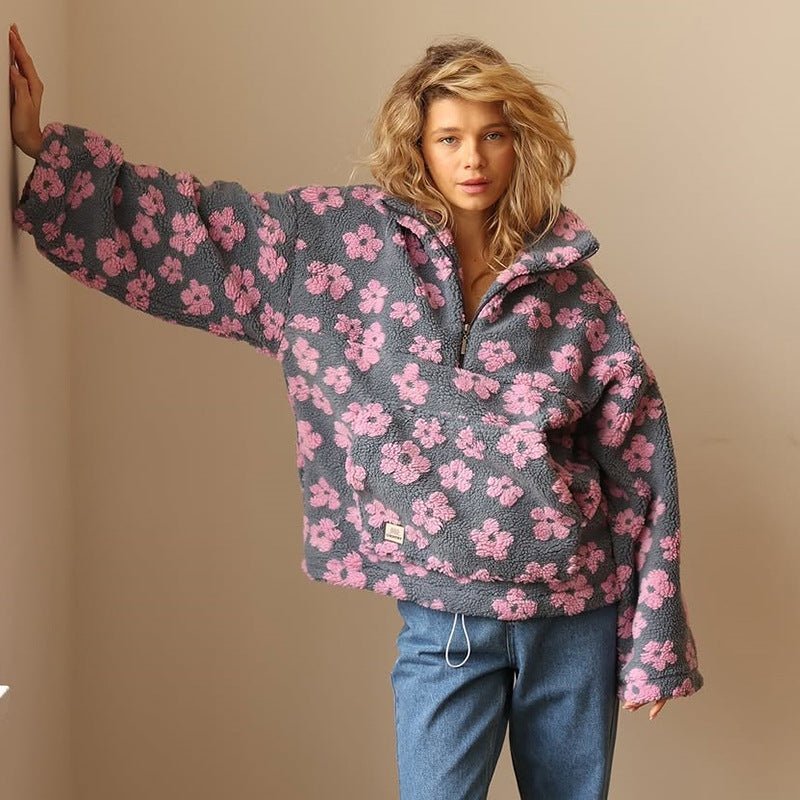 Celestine | Cozy Oversized Floral Teddy Fleece Jumper