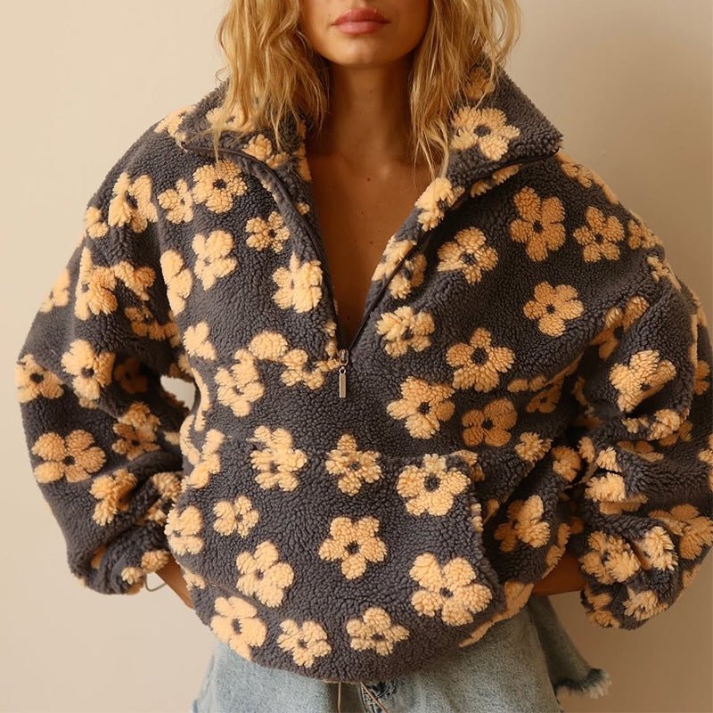 Celestine | Cozy Oversized Floral Teddy Fleece Jumper