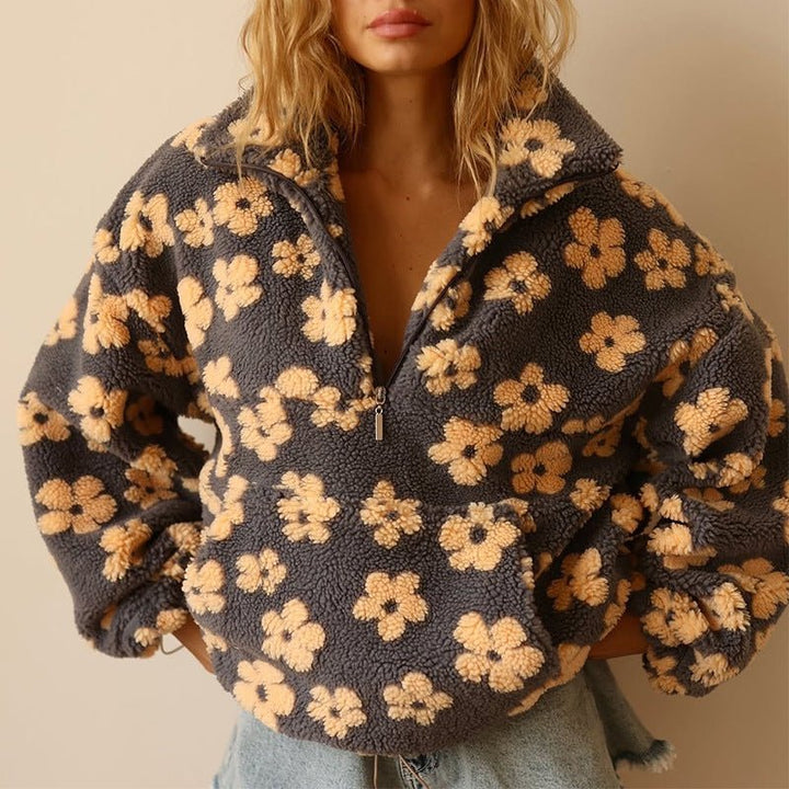 Celestine | Cozy Oversized Floral Teddy Fleece Jumper