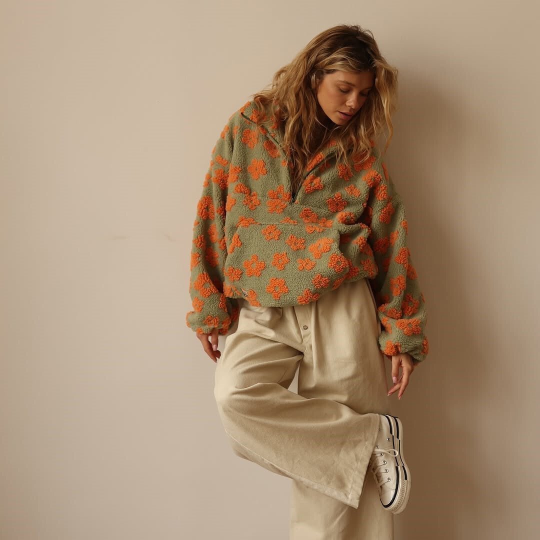 Celestine | Cozy Oversized Floral Teddy Fleece Jumper