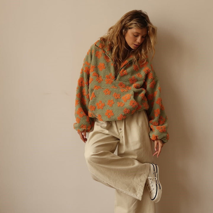 Celestine | Cozy Oversized Floral Teddy Fleece Jumper