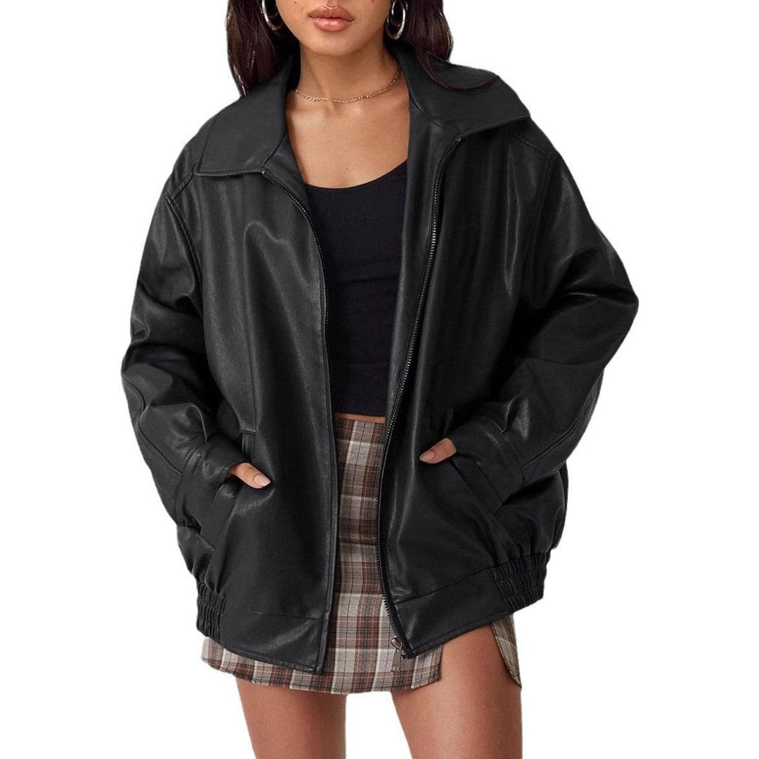 Emily | Oversized Faux Leather Jacket with Wide Lapel