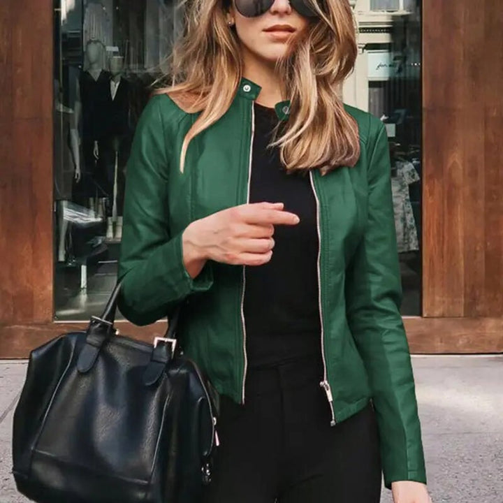 Olivia | Refined Cropped Faux Leather Jacket for Effortless Style