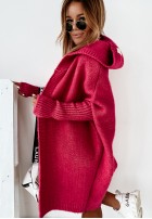 Lange Strickjacke oversize mit Kapuze und Wolle Montevista Grau
